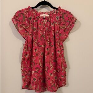 LOFT Women's Vibrant Pink Paisley Blouse